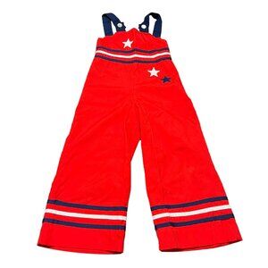 VTG 70s Chocolate Soup Kids Red White Blue Stars Patriotic Overall Size 4